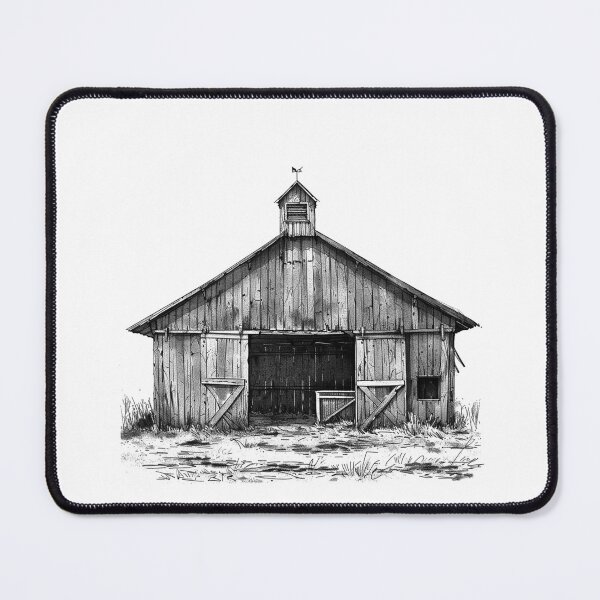 Item preview, Rustic Barn Illustration – Black and White Farmhouse Line Art designed and sold by inkoutninja.
