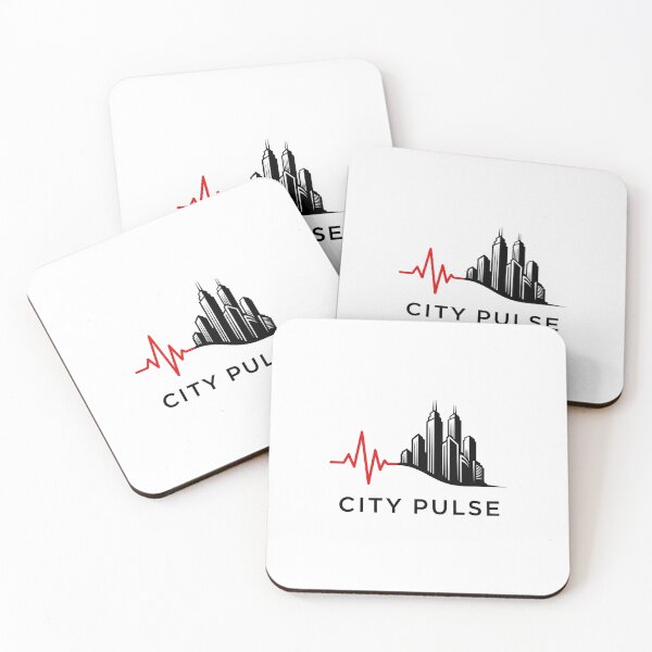 Item preview, Urban landscape with a pulsating red line weaving through the buildings designed and sold by VerizalShop.