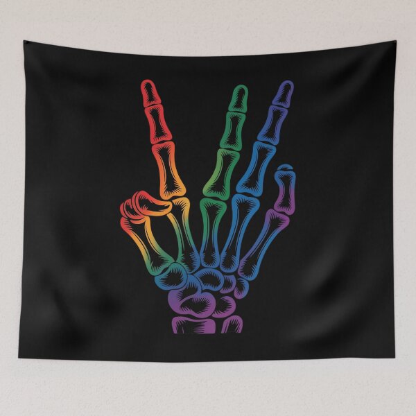 Item preview, Skeleton Rock Hand LGBT-Q Gay Pride Rainbow Flag Ally designed and sold by JonathalIngham.