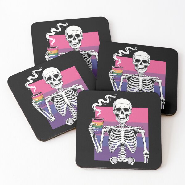 Item preview, Skeleton Drinking Coffee LGBT-Q Bisexual Pride Flag designed and sold by JonathalIngham.