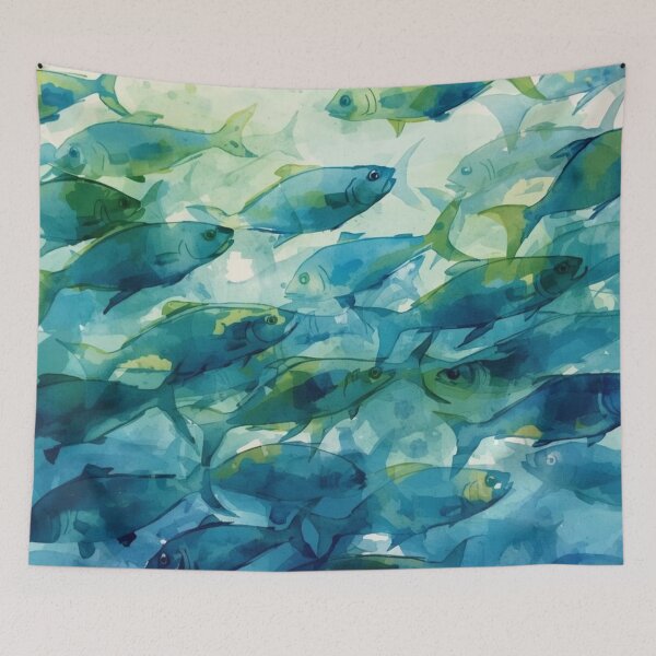Item preview, Blue Green Teal Ocean Fish Art designed and sold by SeaStarAlex.