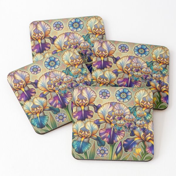 Item preview, Irises in Stained Glass designed and sold by TinCatOutPost.