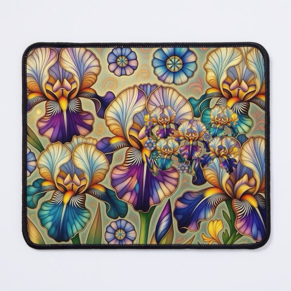 Item preview, Irises in Stained Glass designed and sold by TinCatOutPost.