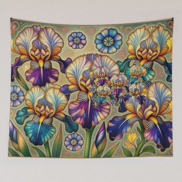 Item preview, Irises in Stained Glass designed and sold by TinCatOutPost.