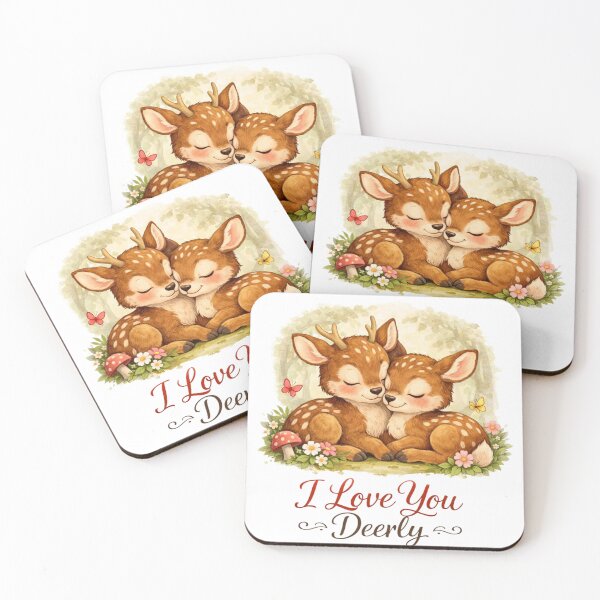 Item preview, I Love You Deerly – Cute Woodland Deer Couple Illustration designed and sold by Melissa Conner.