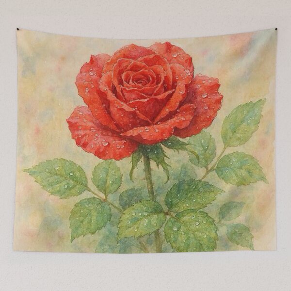 Item preview,  Big Red Dew Covered Rose designed and sold by TinCatOutPost.