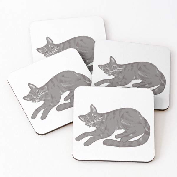 Item preview, Grey Cat with stripes laying down  designed and sold by hannahdeerling.