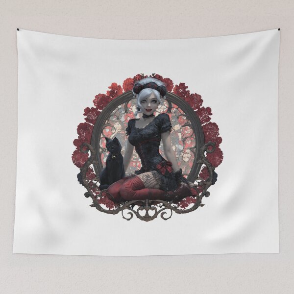 Item preview, Goth Girl Black Cat Valentine Emo style Gift designed and sold by PluffyPanda.