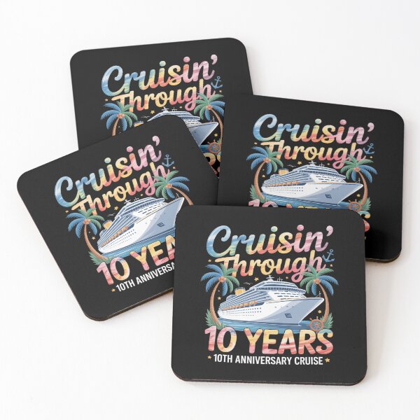 Item preview, Cruisin Through 10 Years 10th Anniversary Cruise Trip Couple designed and sold by KonopikaaArt.