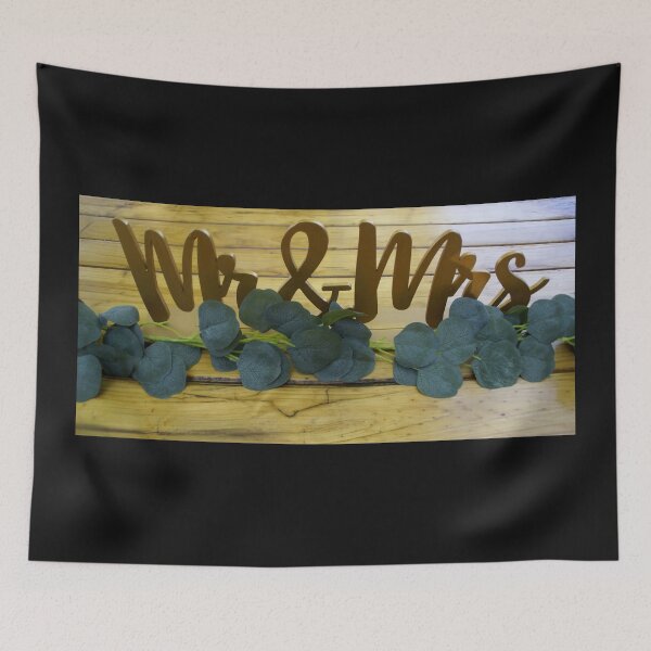 Item preview, Rustic Mr & Mrs Wedding Sign with Eucalyptus - Vineyard Romance Print designed and sold by MagpieSprings.