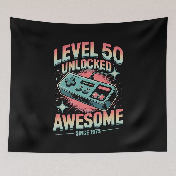 Item preview, Level 50 Unlocked 50th Birthday 50 Year Old Man Gaming designed and sold by AquaKiev.
