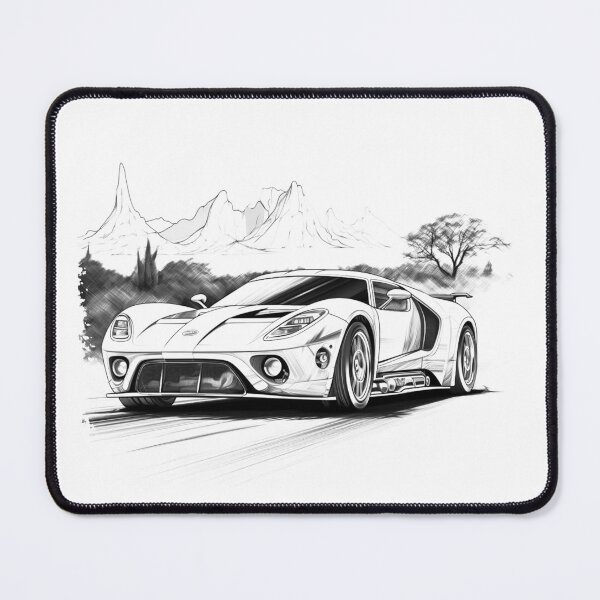 Item preview, Supercar Speed – Black and White Racing Illustration with Mountain Scenery designed and sold by inkoutninja.