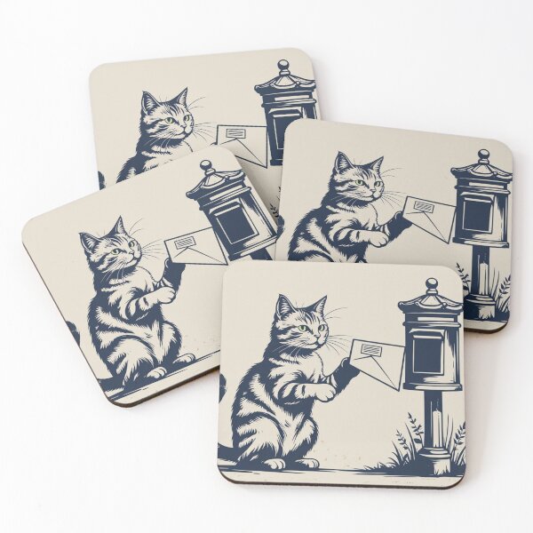 Item preview, Vintage Mail Cat – The Morning Letter designed and sold by LEO'S CREATURE　れおずくりーちゃー.