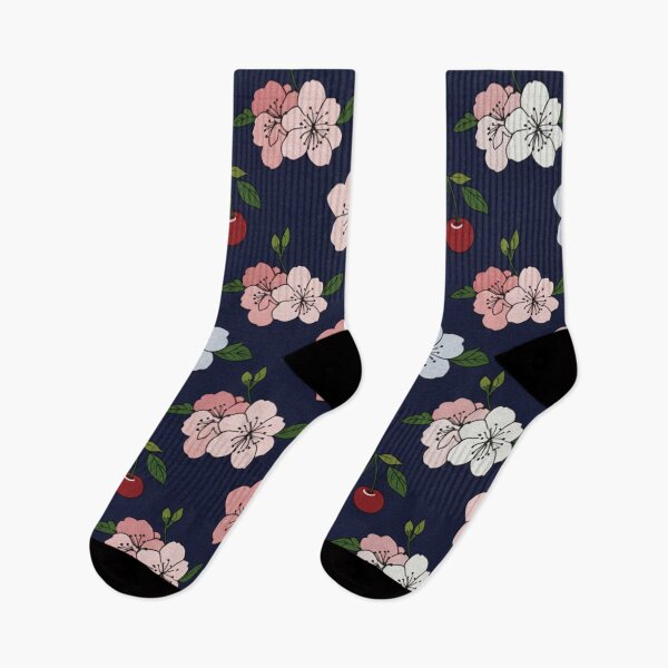 Item preview, Midnight Cherry Blossom Pattern ​Sakura & Cherries on Navy designed and sold by ZyVoAli.