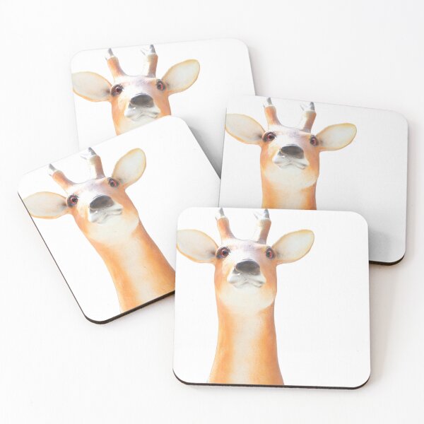 Item preview, The photograph shows a sculpted deer head with short antlers, facing forward, placed in the center and separated from a white background. designed and sold by KinImageCraft.