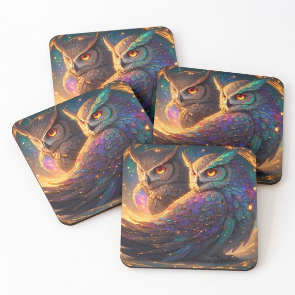 Item preview, Cosmic Night Owl – Radiant Color Feather designed and sold by Neer arts.