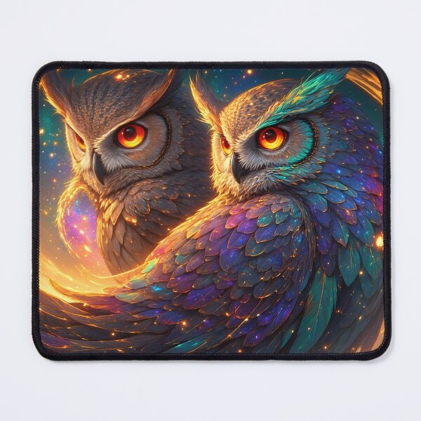 Item preview, Cosmic Night Owl – Radiant Color Feather designed and sold by Neer arts.
