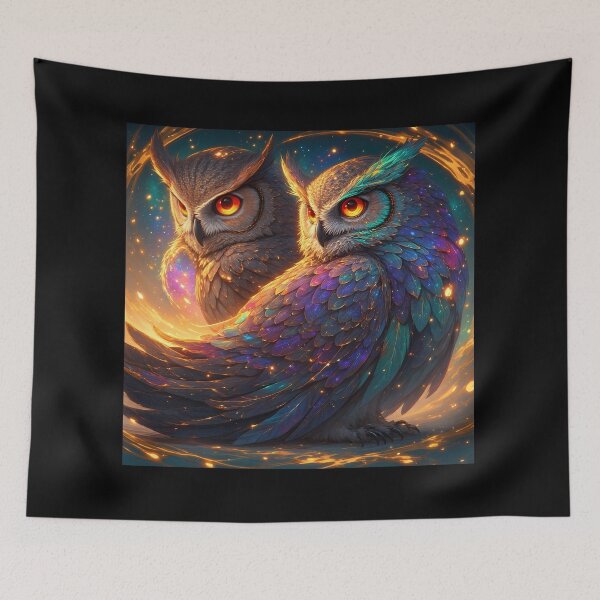 Item preview, Cosmic Night Owl – Radiant Color Feather designed and sold by Neer arts.