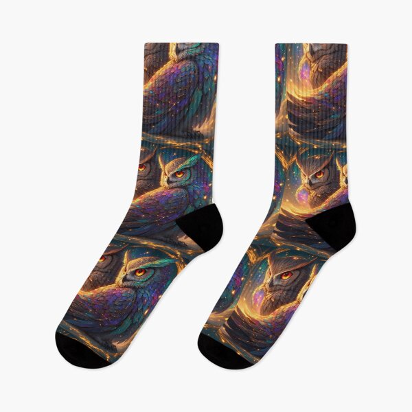 Item preview, Cosmic Night Owl – Radiant Color Feather designed and sold by Neer arts.