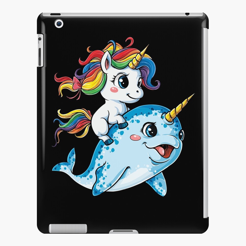Unicorn Riding Narwhal T shirt Squad Girls Kids Rainbow Unicorns Gifts Party iPad Case & Skin
