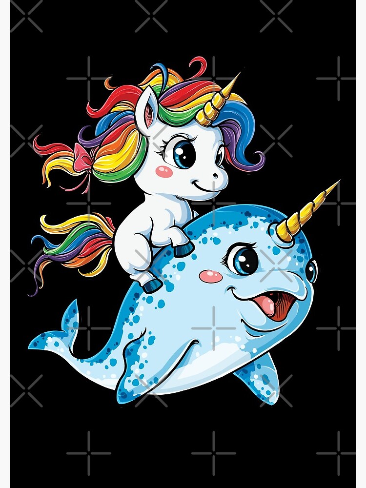 Unicorn Riding Narwhal T shirt Squad Girls Kids Rainbow Unicorns