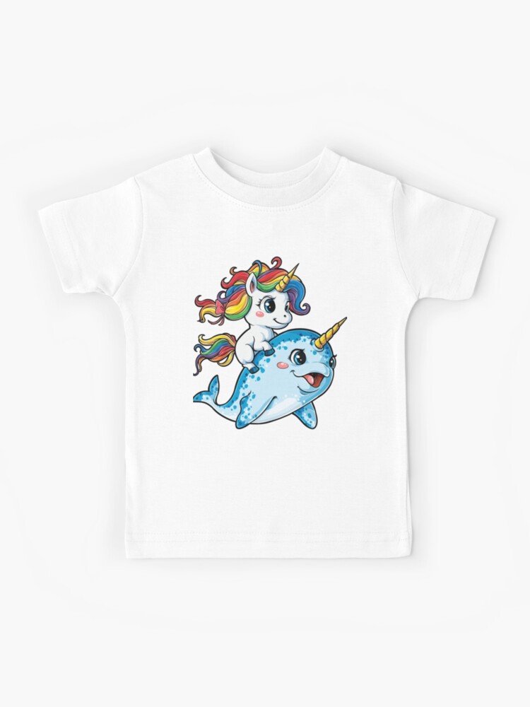 Unicorn Riding Narwhal T shirt | LiqueGifts Redbubble for Kids Party\