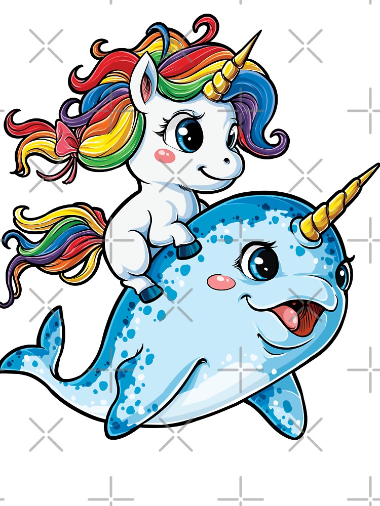 Unicorn Riding Narwhal T shirt Squad Girls Kids Rainbow Unicorns