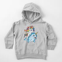 Unicorn Riding Narwhal T shirt Squad Girls Kids Rainbow Unicorns Gifts Party Toddler Pullover Hoodie