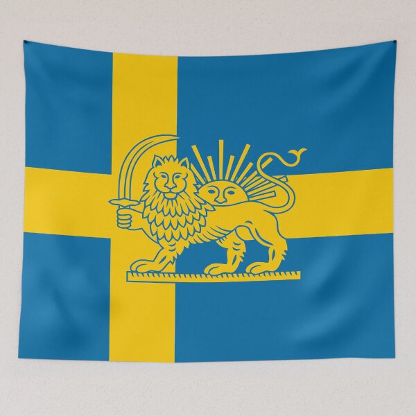Item preview, Swedish–Iranian Heritage Flag | Lion and Sun Fusion designed and sold by FlagX.