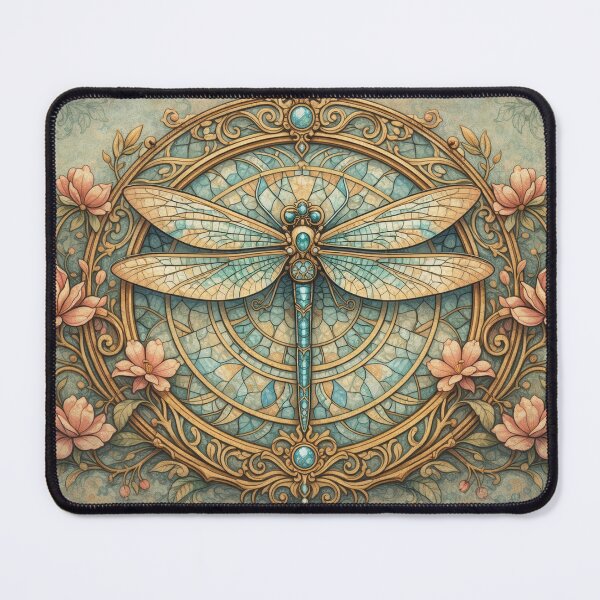 Item preview, Art Nouveau Dragonfly in Bloom designed and sold by druidwolfart.