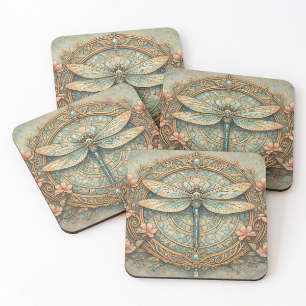 Item preview, Art Nouveau Dragonfly in Bloom designed and sold by druidwolfart.