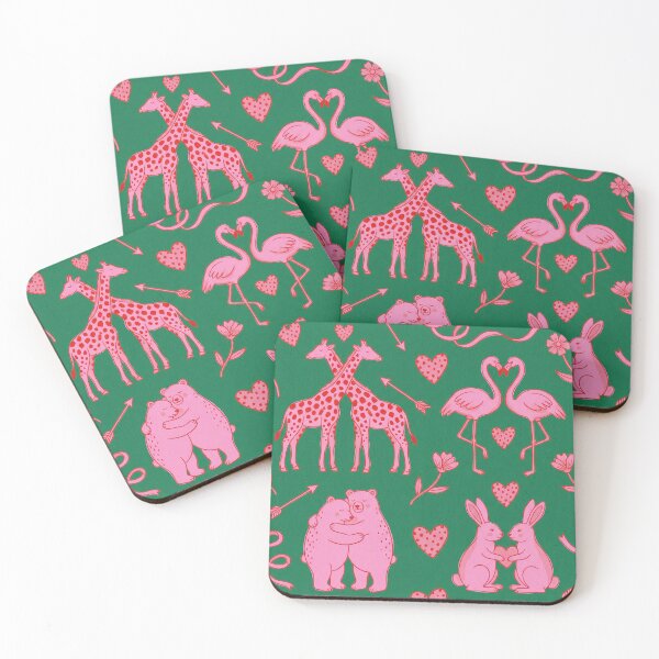Item preview, Pink Forest Animal Couples Valentine Pattern designed and sold by zzz888.