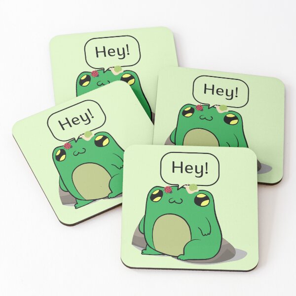 Item preview, Hey Cute Green Frog Text Stickers Magnet Prints Socks Coffee Cup Wall Art Card TShirt Hat Notebook Work Office School Home Kitchen Toddler Baby Kawaii Redbubble Shop designed and sold by Saritas Boutique Shop.