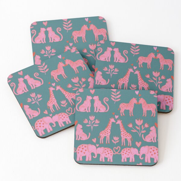 Item preview, Pink Safari Animals Folk Art Love Pattern designed and sold by zzz888.