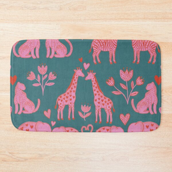 Item preview, Pink Safari Animals Folk Art Love Pattern designed and sold by zzz888.
