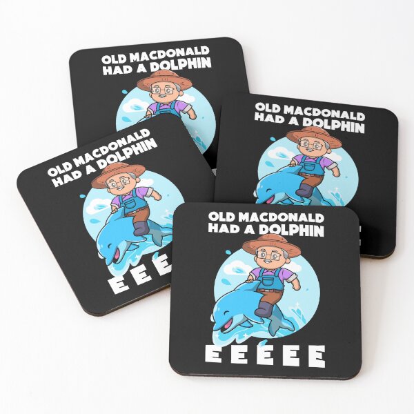 Item preview, Old MacDonald had a dolphin - Funny kids farmer pun - on dark colors designed and sold by messy-nessie.