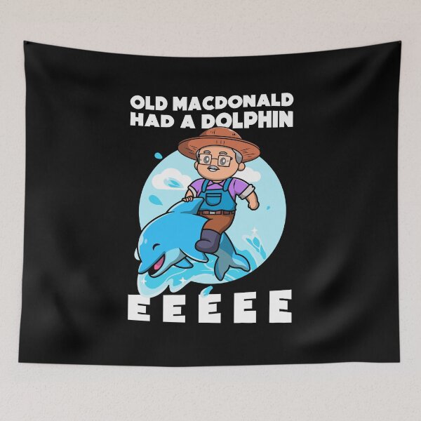 Item preview, Old MacDonald had a dolphin - Funny kids farmer pun - on dark colors designed and sold by messy-nessie.