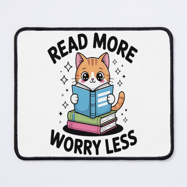 Item preview, Book Lover Cute Cat Reading Read More Worry Less designed and sold by TheRetroStyle.