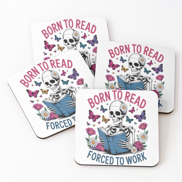 Item preview, Born To Read Forced To Work Reading Skeleton Bookish Book designed and sold by TheRetroStyle.