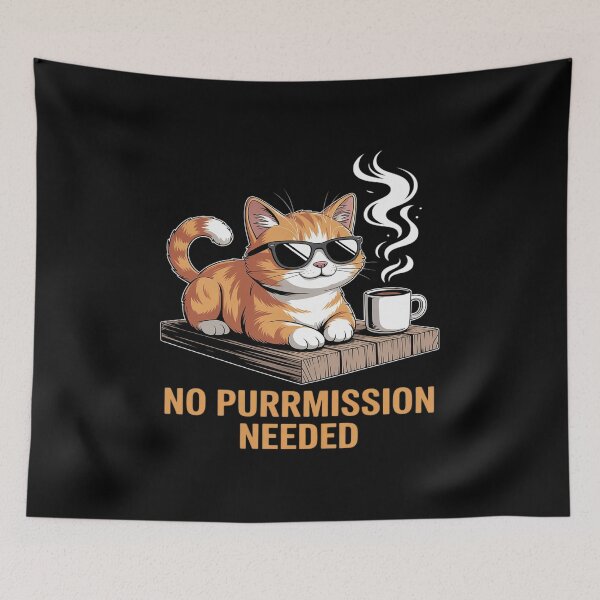 Item preview, No Purrmission Needed Funny Sarcastic Cat Lover Pun designed and sold by Shannon Bosley.