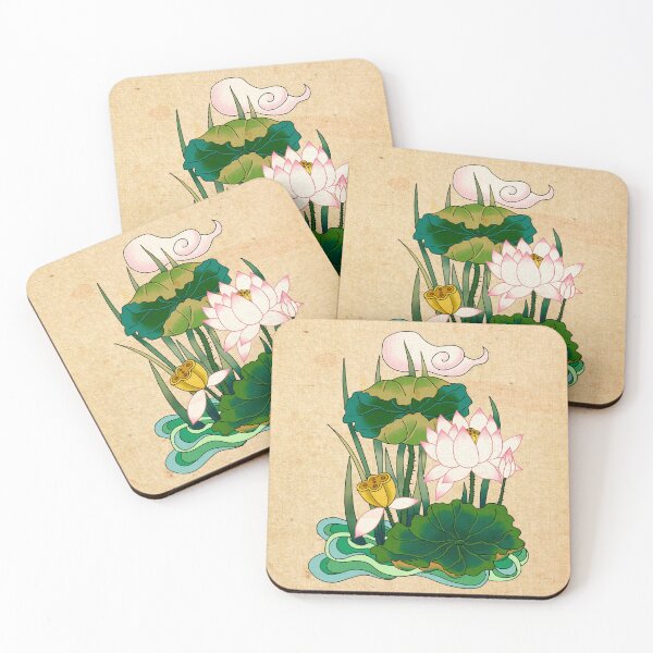 Item preview, Korean Folk Art Lotus - Blooming Pink Harmony  designed and sold by QamarART Paintings.