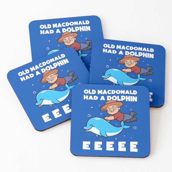Item preview, Old MacDonald had a dolphin - punny kids farmer joke - on dark colors designed and sold by messy-nessie.