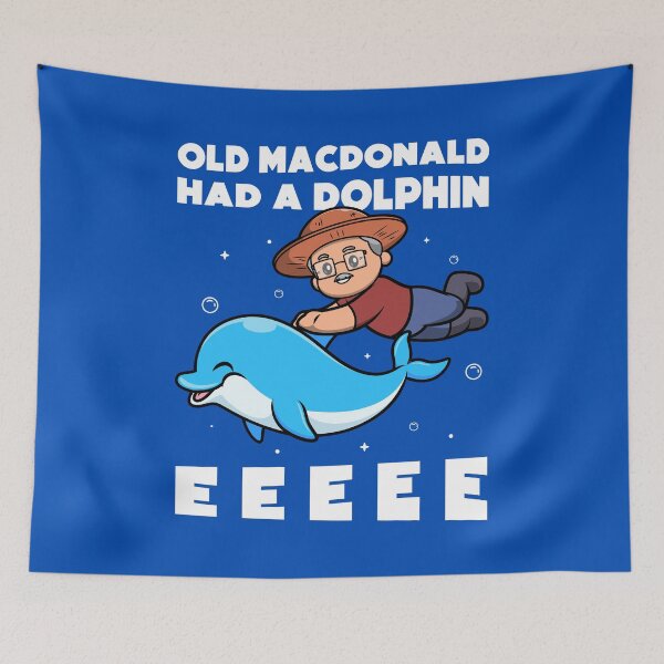 Item preview, Old MacDonald had a dolphin - punny kids farmer joke - on dark colors designed and sold by messy-nessie.