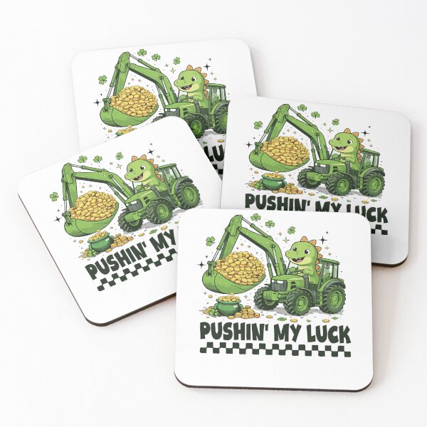 Item preview, Pushing My Luck Dinosaur Kids St Patricks Day Bulldozer Saint Paddys Boys designed and sold by pansak.