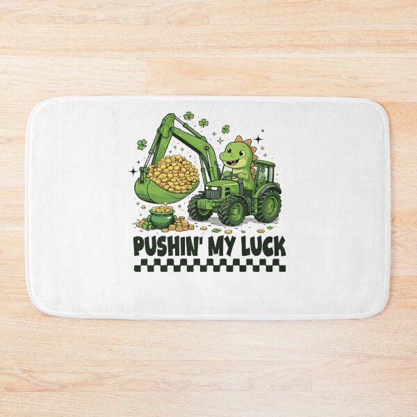 Item preview, Pushing My Luck Dinosaur Kids St Patricks Day Bulldozer Saint Paddys Boys designed and sold by pansak.