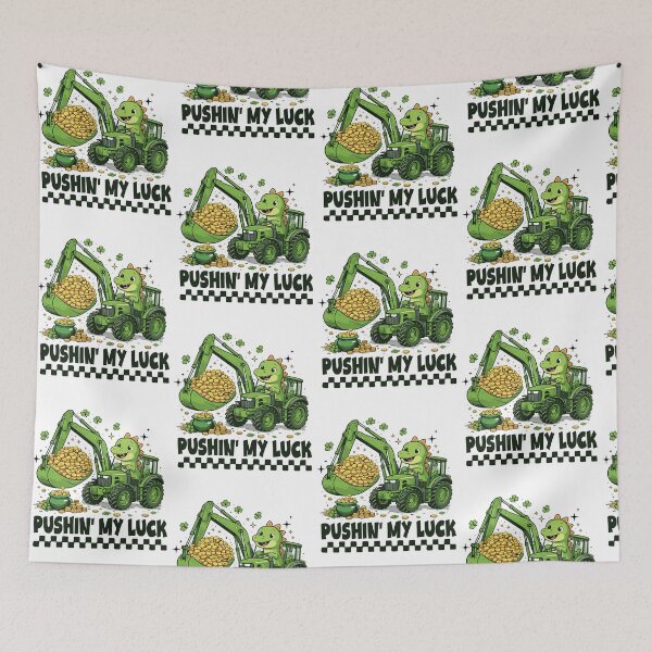 Item preview, Pushing My Luck Dinosaur Kids St Patricks Day Bulldozer Saint Paddys Boys designed and sold by pansak.
