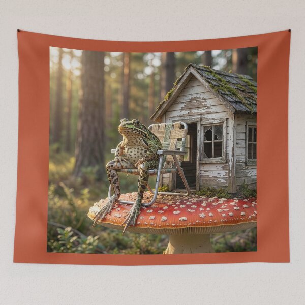 Item preview, Frog Lives on Shack Atop Amanita Mushroom designed and sold by Tridentulus.