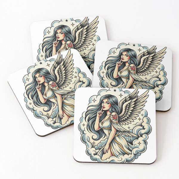 Item preview, Tattoo Style Naughty Angel designed and sold by TinyRed SpiralArt.