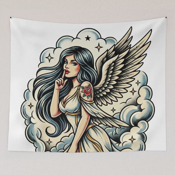 Item preview, Tattoo Style Naughty Angel designed and sold by TinyRed SpiralArt.