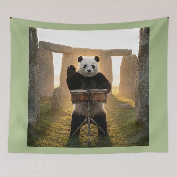 Item preview, Panda Plays the Bongos at Stonehenge designed and sold by Tridentulus.